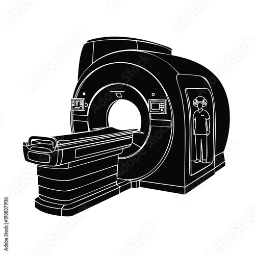 Magnetic resonance imaging mri scanner medical equipment silhouette.