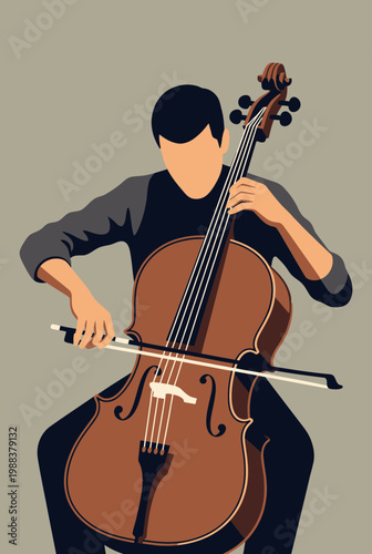 Cellist Playing Instrument in Artistic performance Setting