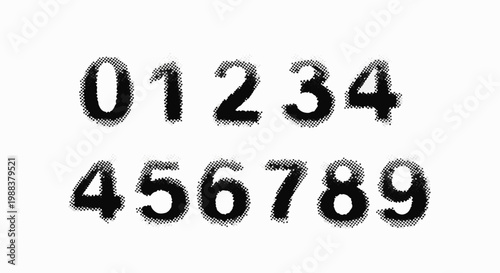 Black and white halftone numbers zero through nine arranged in two rows