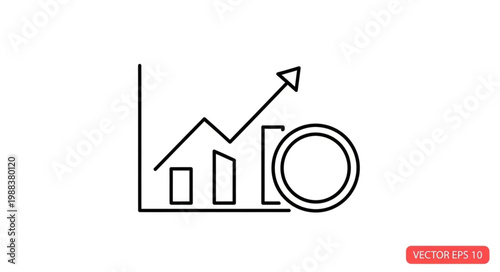 Tableau sur toile Financial growth chart with rising arrow and coin icon.