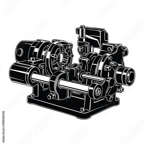 Mechanical gearbox set bundle vector illustration.