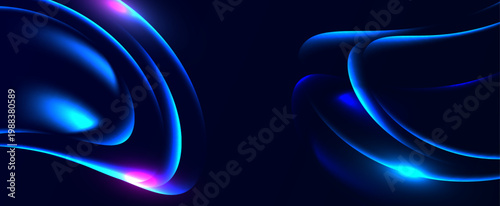 Futuristic blue glowing abstract background with fluid light shapes.