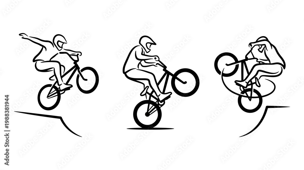 Fototapeta premium BMX Cyclist Performing Stunts on a Bicycle in Silhouette.