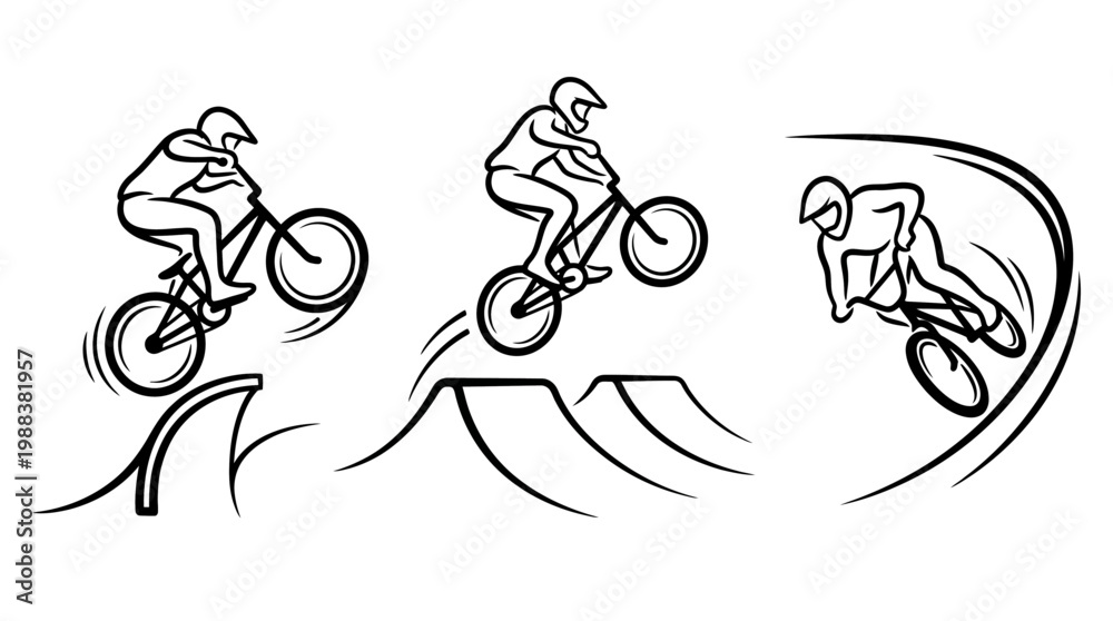 Fototapeta premium BMX Cyclist Performing Stunts on a Bicycle in Various Poses.