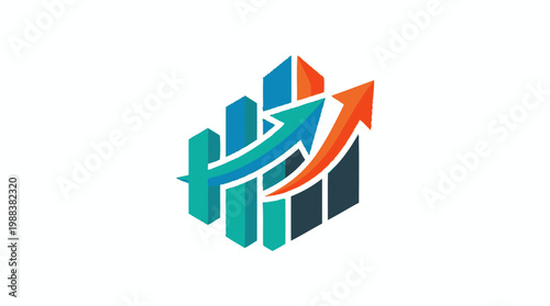 Colorful Business Chart with Upward Arrow Symbolizing Growth and Success.