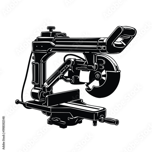 Precision miter saw machine silhouette vector illustration set bundle.