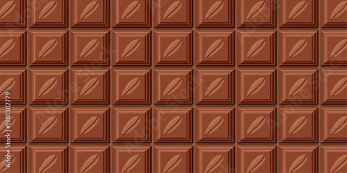Seamless chocolate bar pattern with brown sweet cocoa texture background