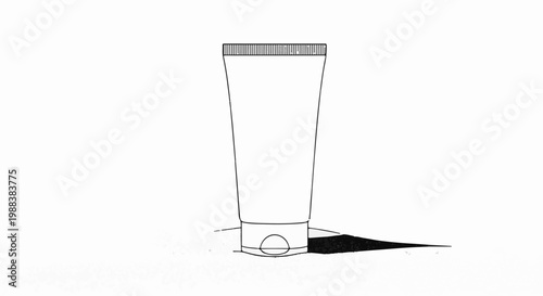 Simple line art illustration of a capped squeeze tube casting a shadow