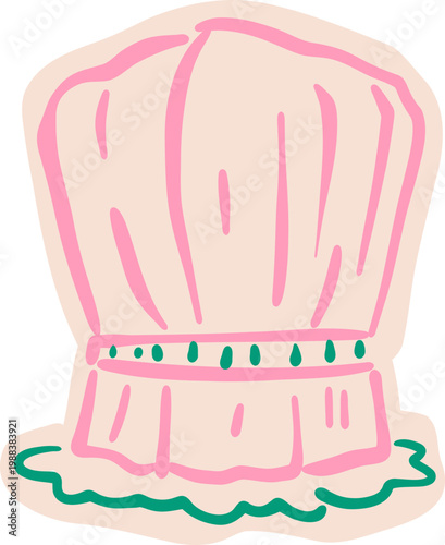 Neon Outline Chef Hat Toque, Cooking Kitchen Restaurant Sticker Doodle Illustration