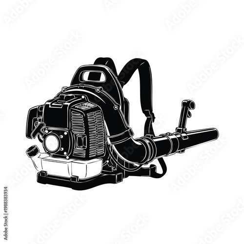 Silhouette backpack leaf blower set bundle objects outdoor.