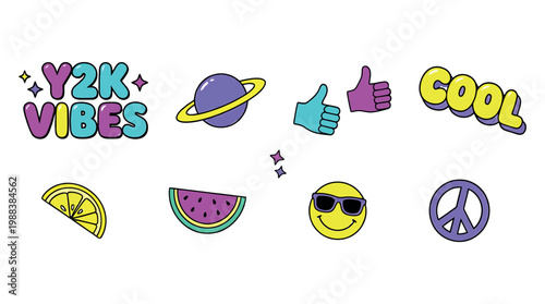 Embracing Y2K Vibes: A Collection of Icons and Emblems Reflecting Nostalgia