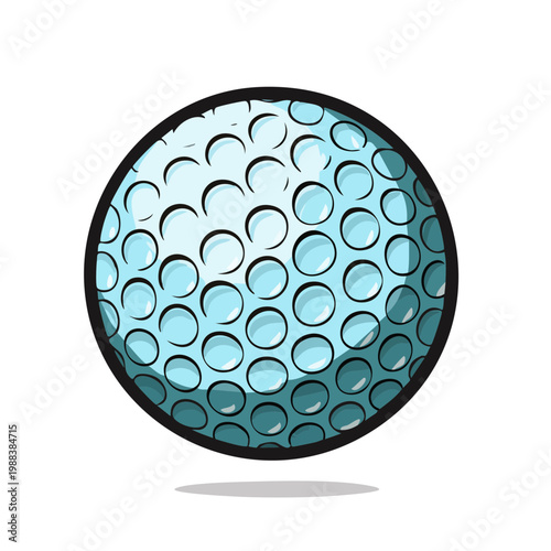 Close-up illustration of a dimpled golf ball with a bold outline and shadow