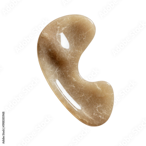 Jade tool for facial massage on a white background close to the camera on transparent background