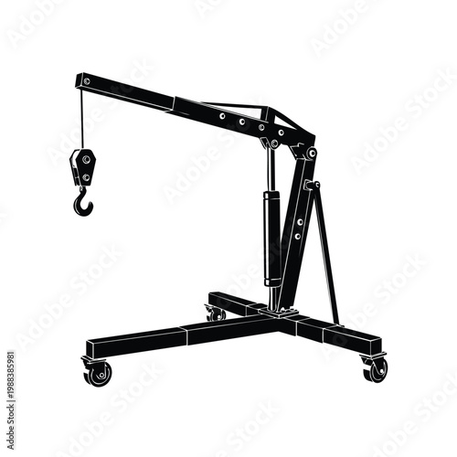 Silhouette engine hoist crane set bundle objects industrial.