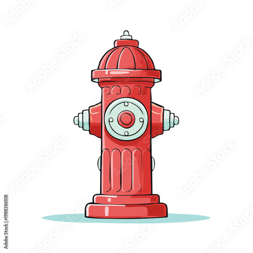 Bright red vintage style fire hydrant with chrome accents isolated on white background