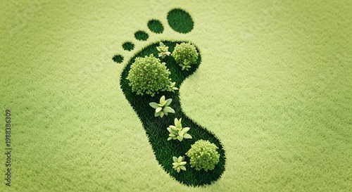 Green Footprint Eco Concept Isoleted White Background Sustainability Symbol