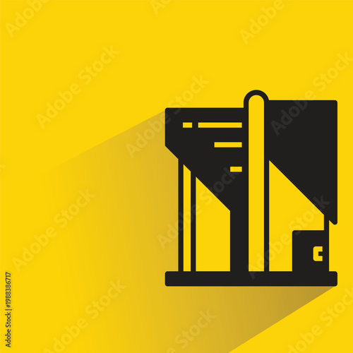 modern building icon with shadow on yellow background