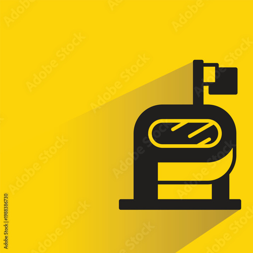 modern building icon with shadow on yellow background