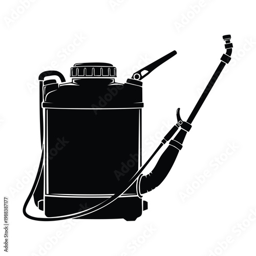 Silhouette sprayer garden tool vector icon set bundle objects.