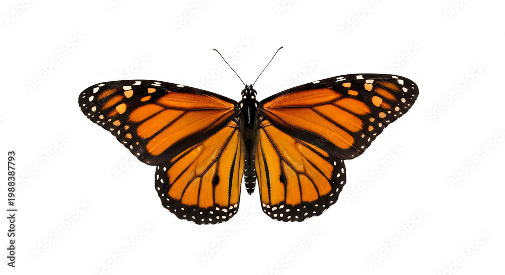 Obraz premium Monarch butterfly with spread wings on transparent background