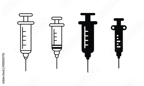 Syringe Injection Medical Vector Icon Set
