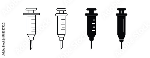 Syringe Injection Healthcare Vector Icon Set.