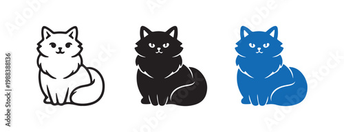 Cat Sitting Feline Vector Icon Set