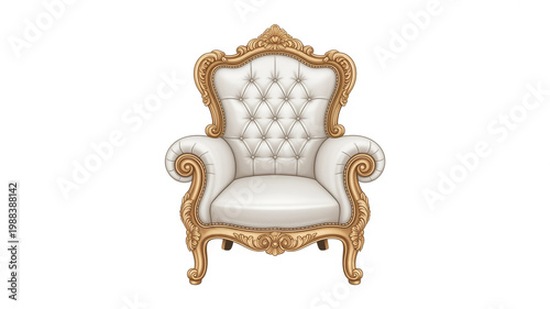 Ornate gold baroque armchair with intricate carvings and tufted backrest baroque style