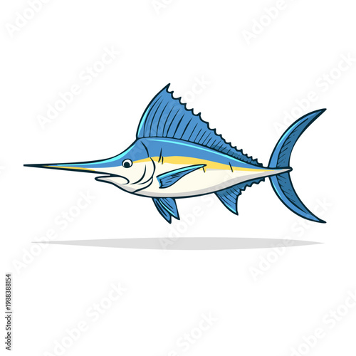 Blue Marlin Illustration Vivid Aquatic Sport Fish