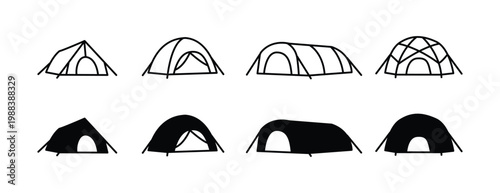 Camping Tent Vector Icon Collection