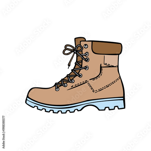 Lace Up Tan Work Boot with Thick Tread Soles and Padded Ankle Cuff