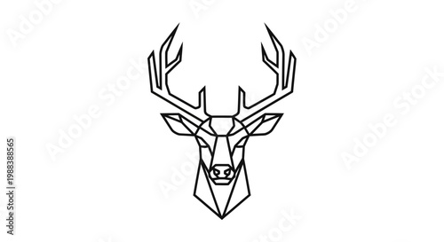 Geometric Deer Head Icon, Minimalist Line Art, Abstract Animal Symbol