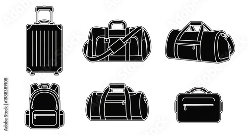 Collection of travel bags and luggage icons.