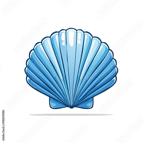 Vibrant blue scallop seashell illustration isolated on white background simple graphic
