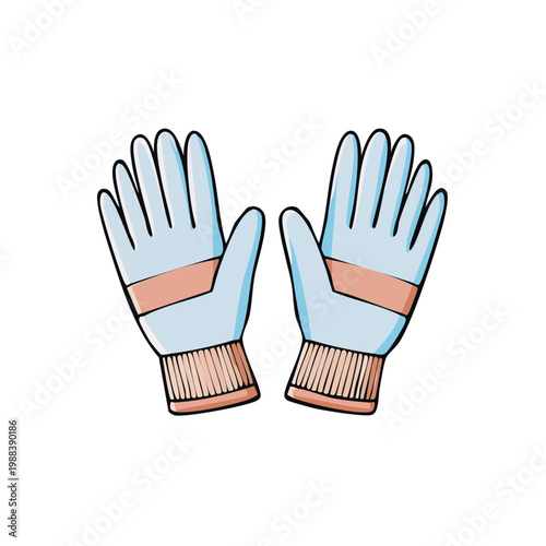 Pair of Warm Winter Gloves with Knitted Cuffs and Accent Bands for Cold Weather Protection