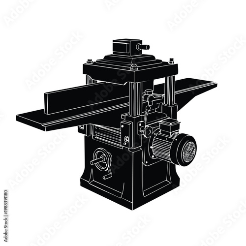 Wood planer jointer machine vector silhouette bundle set illustration.