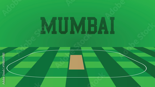 Mumbai Drawings Of City Names, Cricket green field, Vector Illustration Abstract Editable image, Social Media and web Post