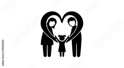 Silhouette of a Loving Family Embracing Their Child