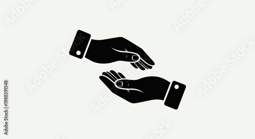 Two Hands in Protective Gesture Icon Silhouette