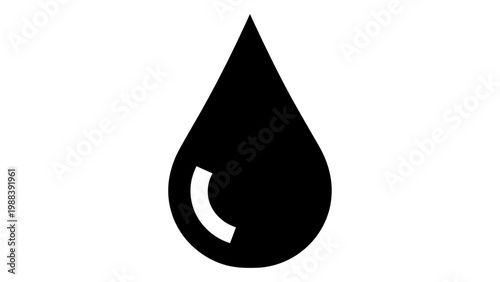 Black water drop icon isolated on white background
