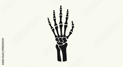 Black Skeleton Hand Gesture on White Background