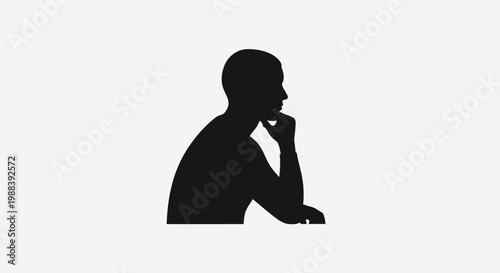 Silhouette of a Thoughtful Person in Contemplation