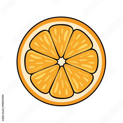 Vibrant cross-section of a juicy orange fruit with segmented pulp and rind