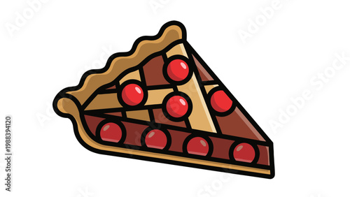 Slice of cherry pie with flaky crust