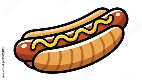Stylized hot dog with mustard illustration