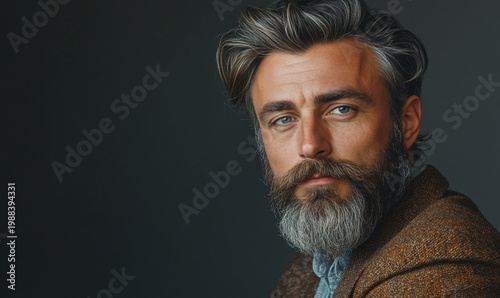 Intense Portrait of a Distinguished Man with Graying Beard