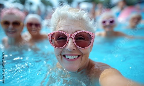 Joyful Senior Women Enjoying a Pool Day Together