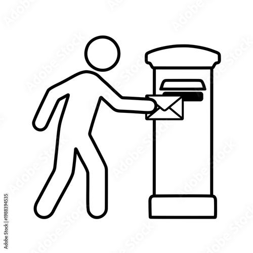 手紙を投函する人物のラインアイコン