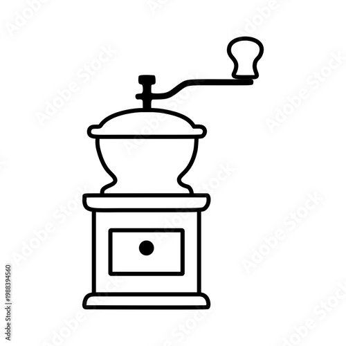 シンプルなコーヒーミルのラインアイコン