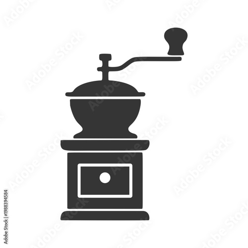 シンプルなコーヒーミルのシルエットアイコン
